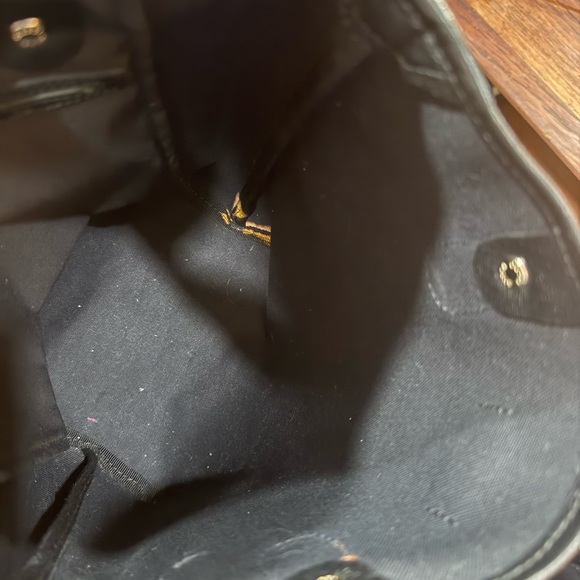 Vintage Gucci GG Canvas Tote Bag White Monogram Black Leather Trim - Picture 10 of 12